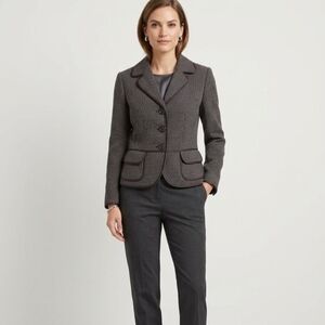 Ann Taylor Dark Charcoal Textured Tailored Blazer